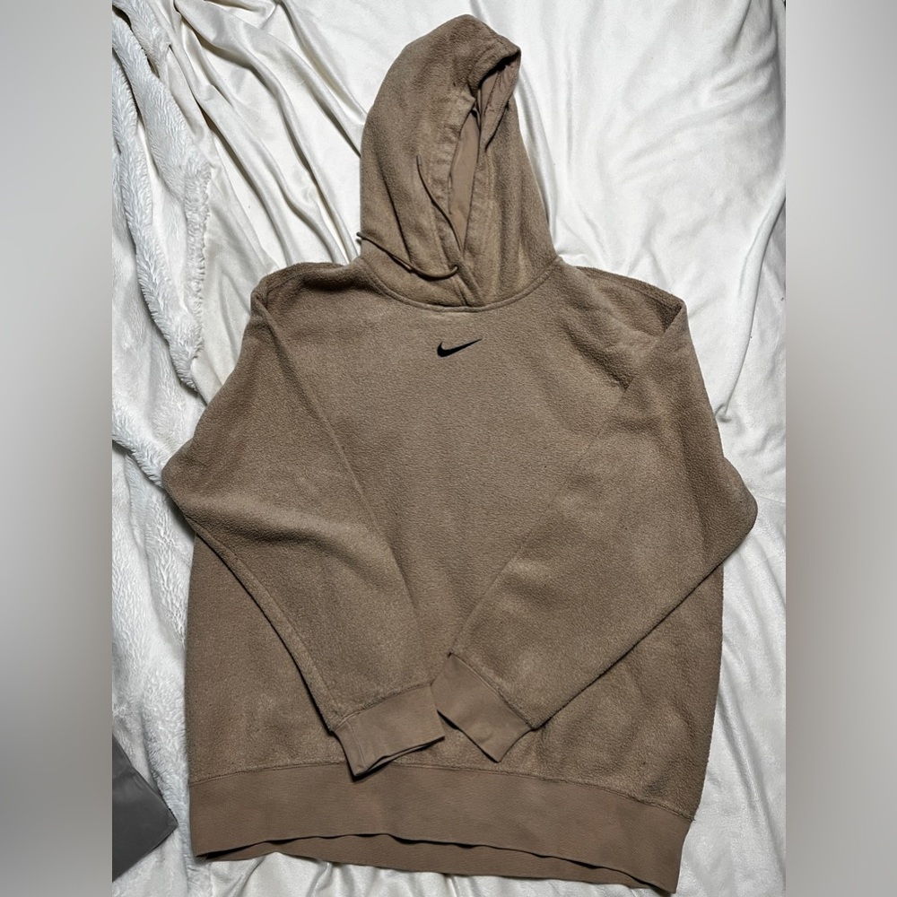 Nike XS UNISEX textured boucle tan hoodie sweatshirt